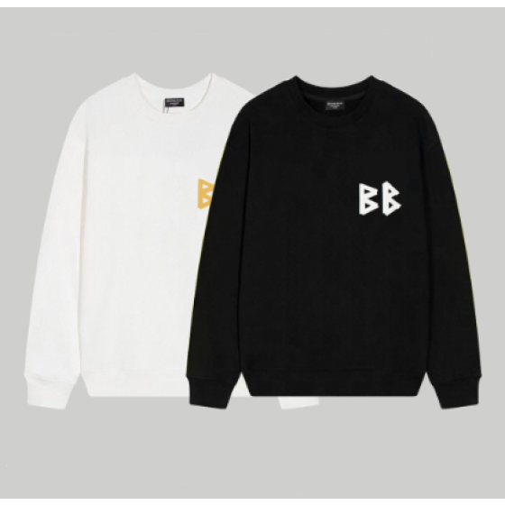 Balenciaga Crew Neck Sweatshirt with Double B Logo Print (Front and Back)